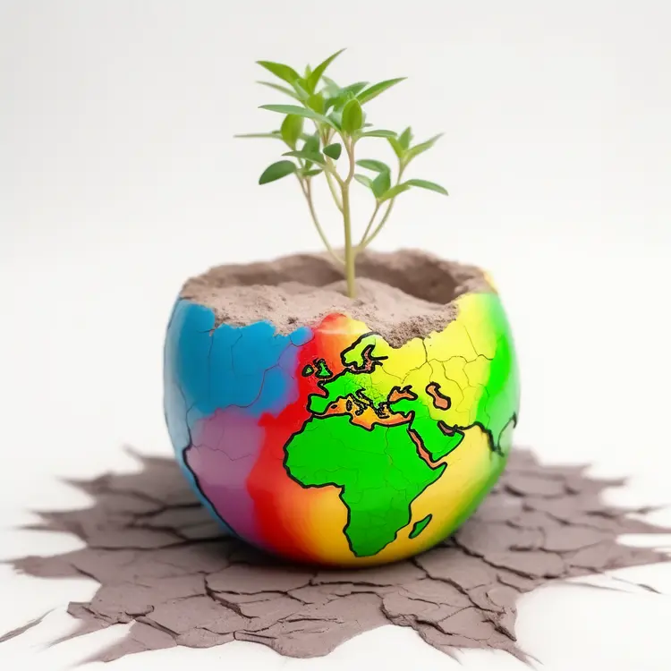 Earth with Plant Symbolizing Environmental Conservation