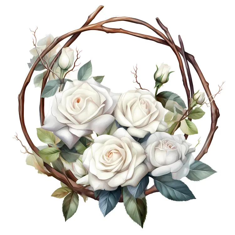 White Roses in a Wreath