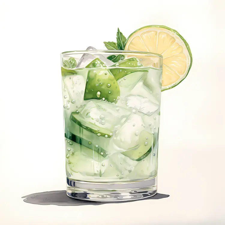 Refreshing Glass of Lime Water with Ice