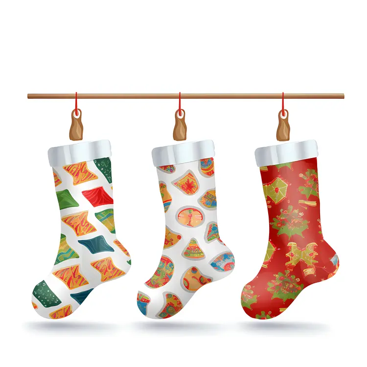 Three Christmas Stockings with Unique Designs
