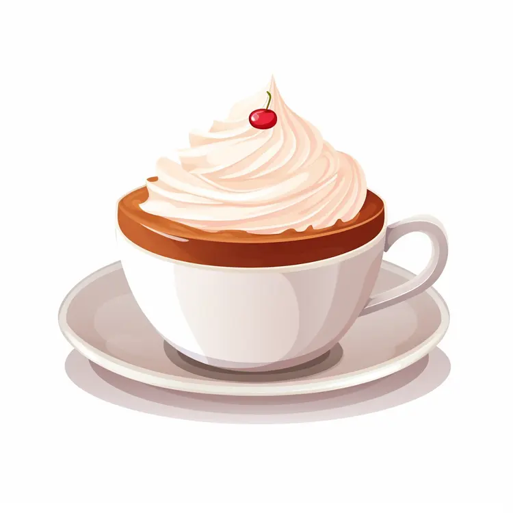 Delicious Coffee with Whipped Cream and Cherry
