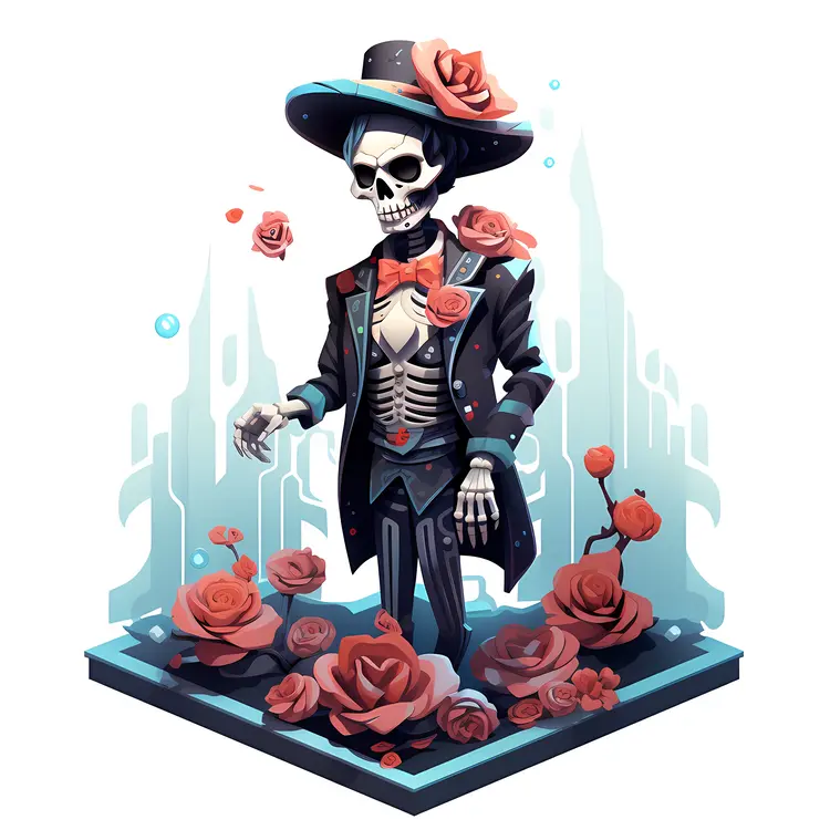 Skeleton with Roses
