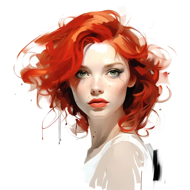 Portrait of a Red-Haired Woman with Freckles