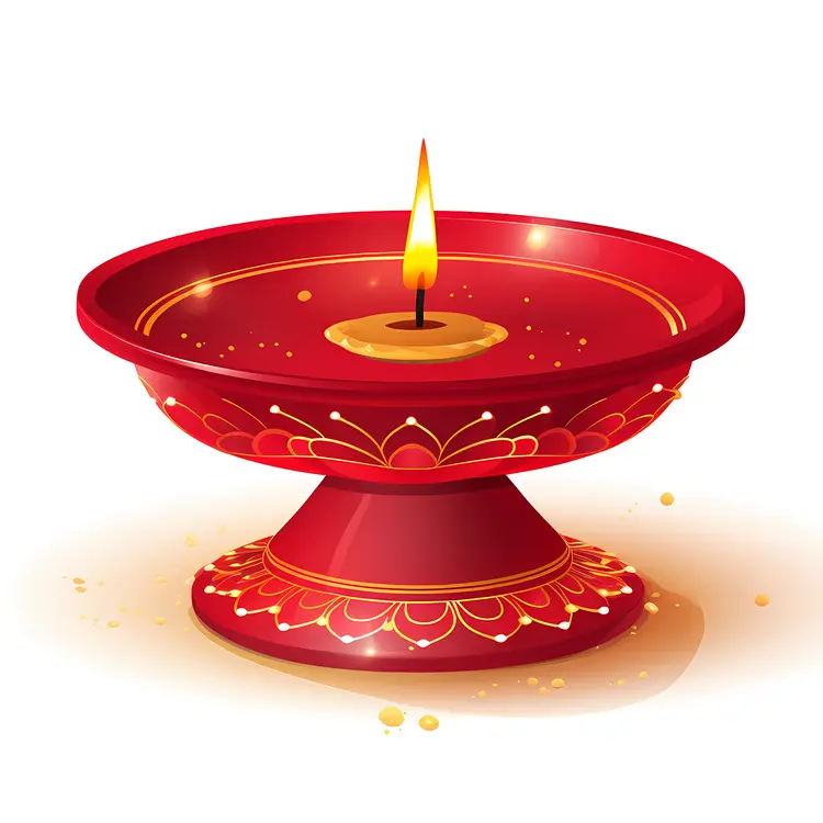 Red Candle Holder with Flame