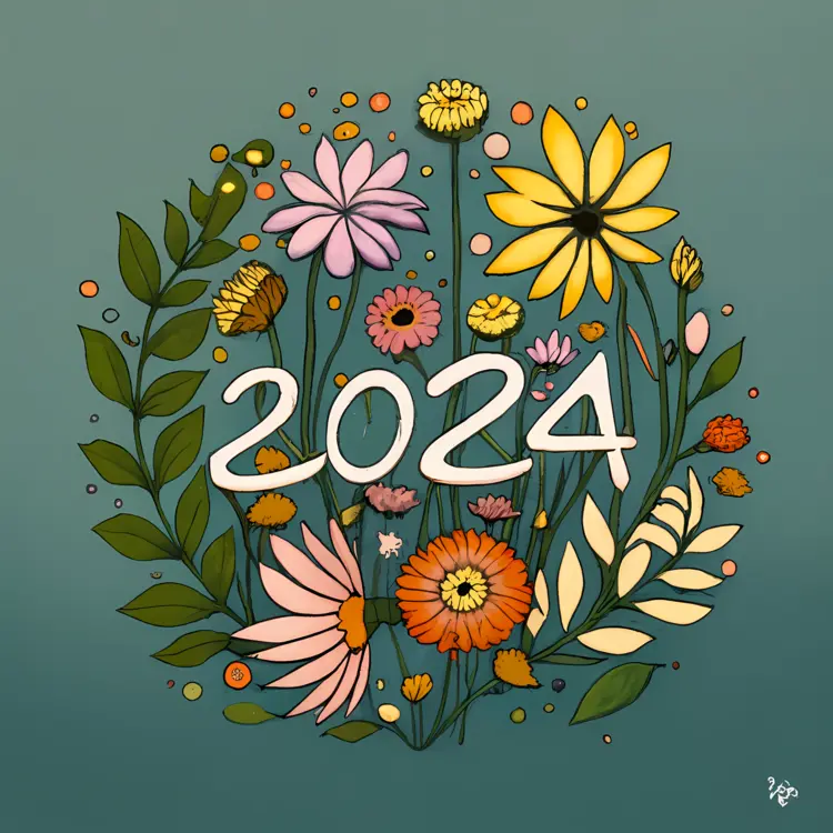 Vibrant Floral 2024 New Year Greeting