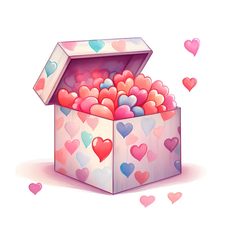Box filled with hearts