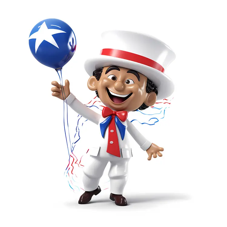 Festive Character Holding a Balloon