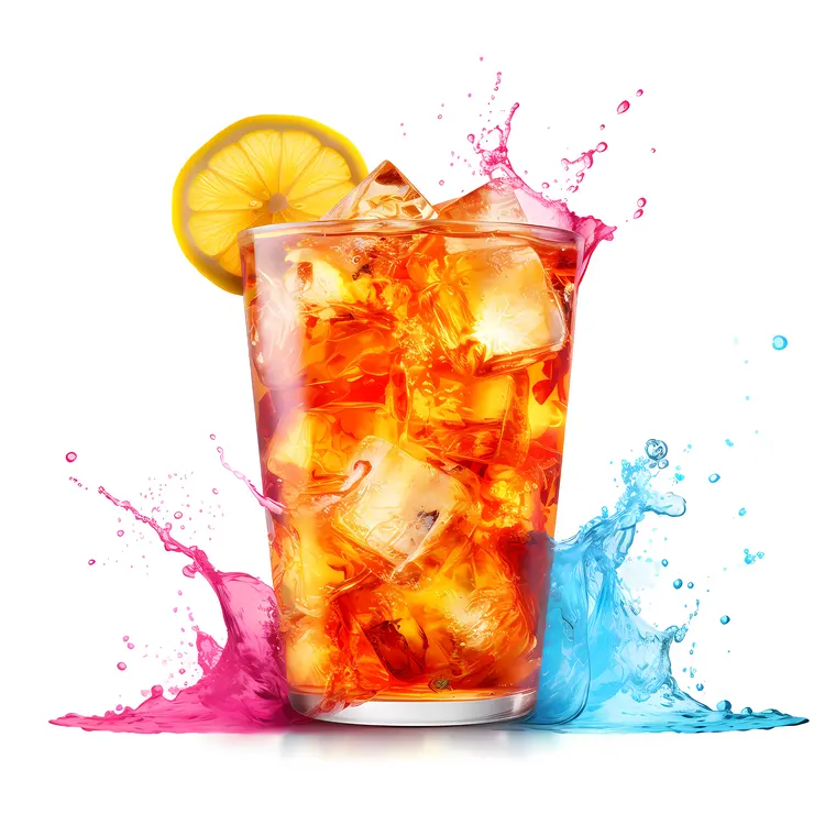 Orange Drink with Ice Cubes and Lemon Slice