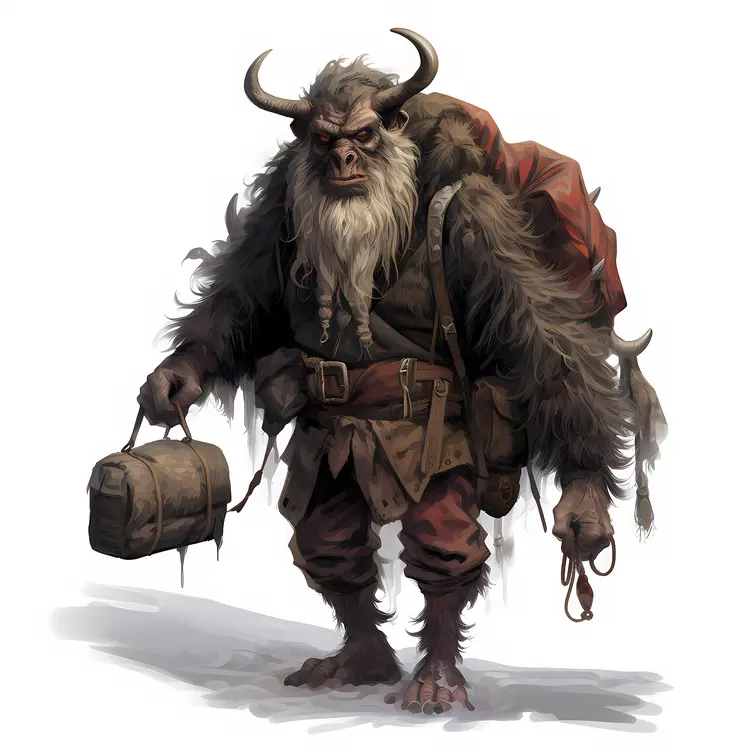Horned Creature with Backpack in Snow
