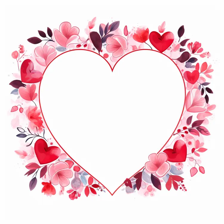 Heart-Shaped Floral Frame for Valentine's Day