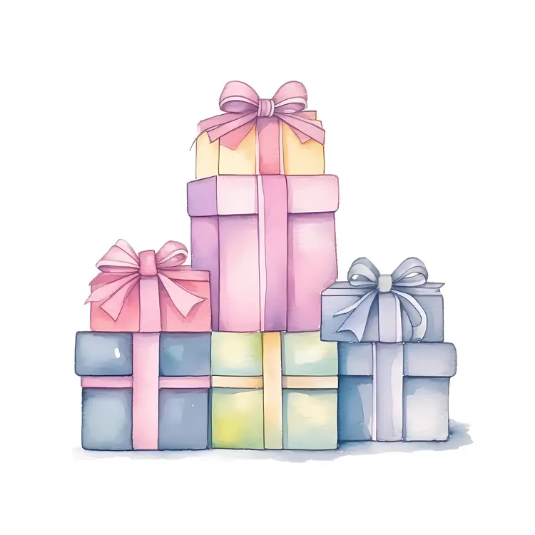 Stack of Pastel Gift Boxes with Ribbons