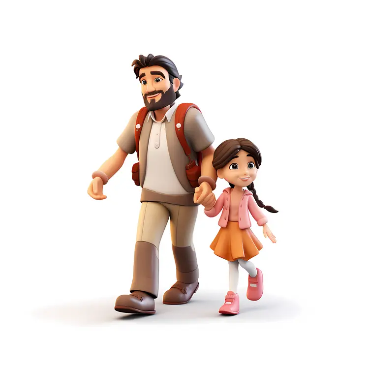 Father and Daughter Walking Together