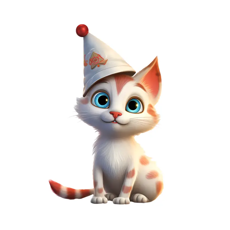 Cute Cat with Party Hat Illustration