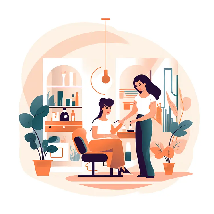 Salon Scene with Hairdresser and Client