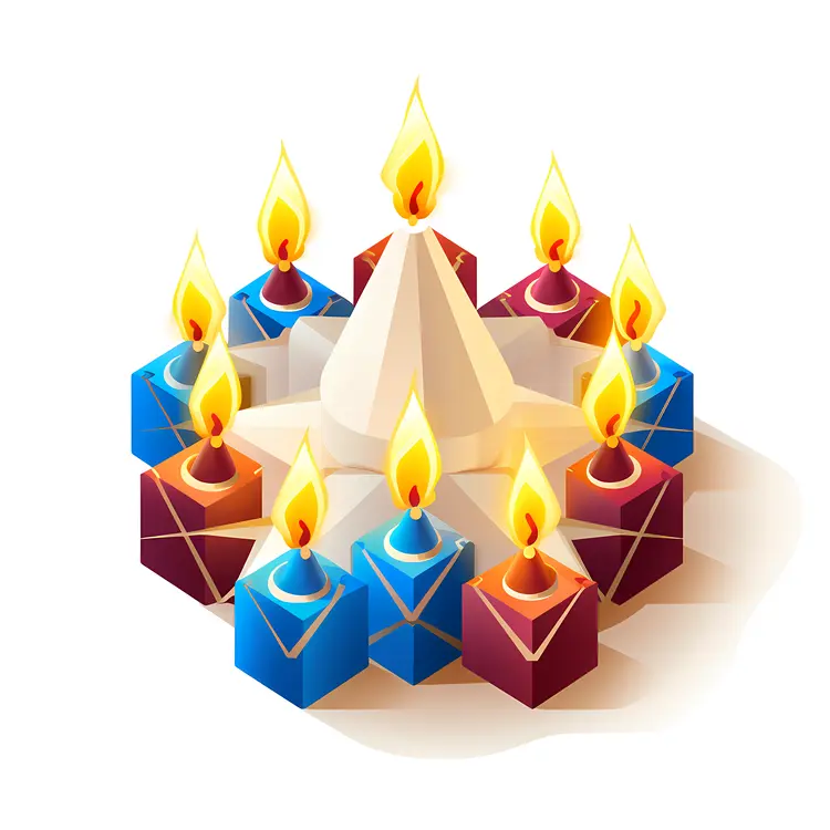 Colorful Candles in Circle for Festive Celebration