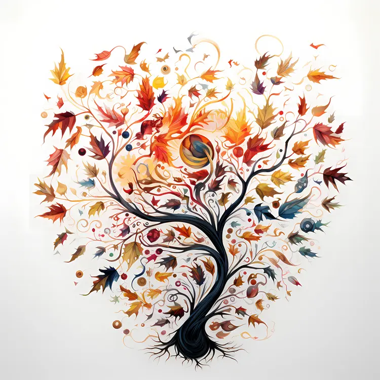 Colorful Autumn Tree with Leaves