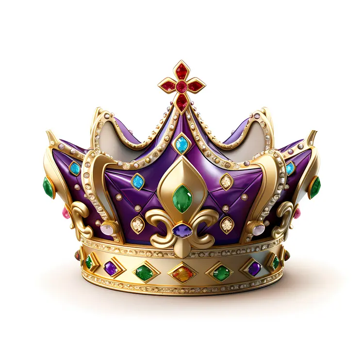 Purple and Gold Crown with Red and Green Gems