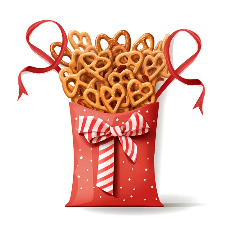 Heart-shaped Pretzels in Red Gift Bag