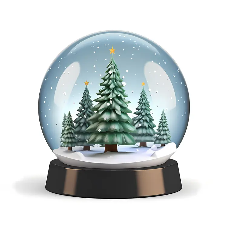 Christmas Snow Globe with Trees