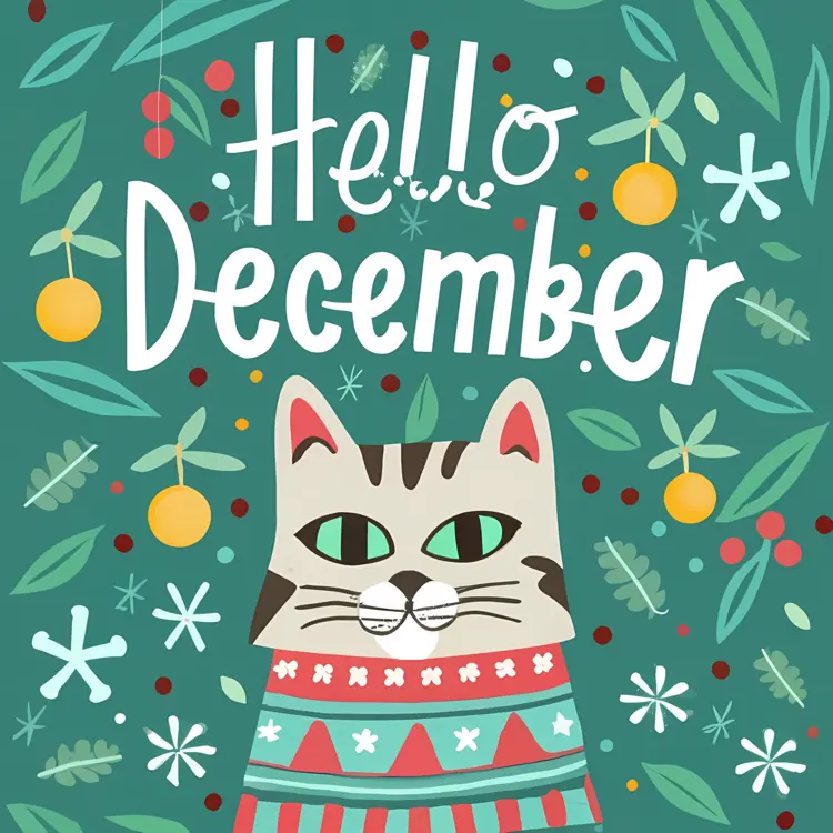Hello December with Cat in Sweater