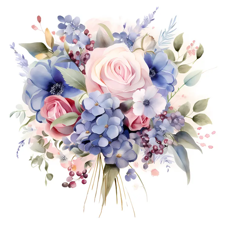 Beautiful Floral Bouquet with Roses and Hydrangeas