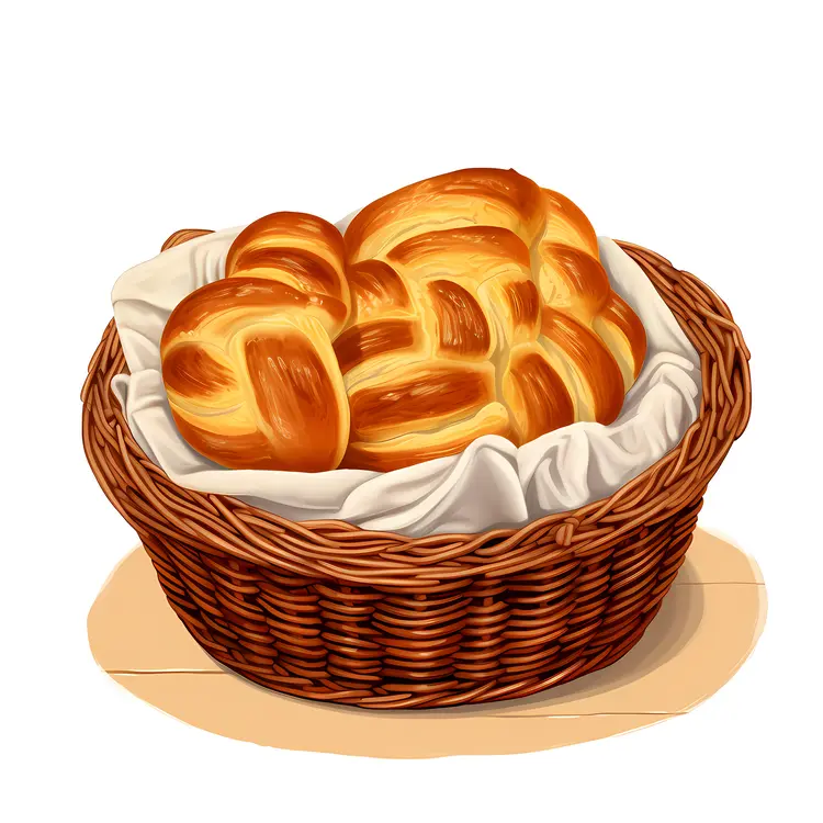 Golden Braided Bread in Basket