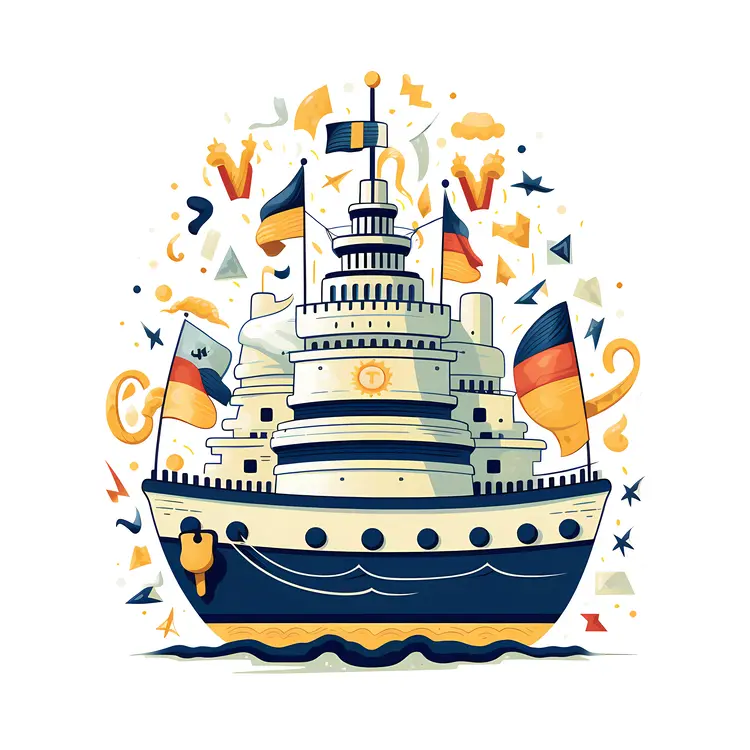 Decorated Ship with Flags