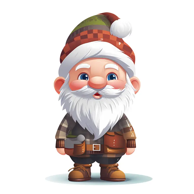 Cute Gnome with Green Hat and White Beard