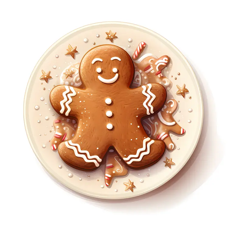 Gingerbread Man Cookie on a Plate