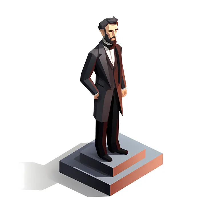 Statue of a man in a suit with a beard