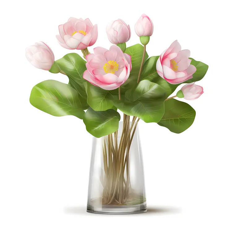 Beautiful Pink Lotus Flowers in a Vase