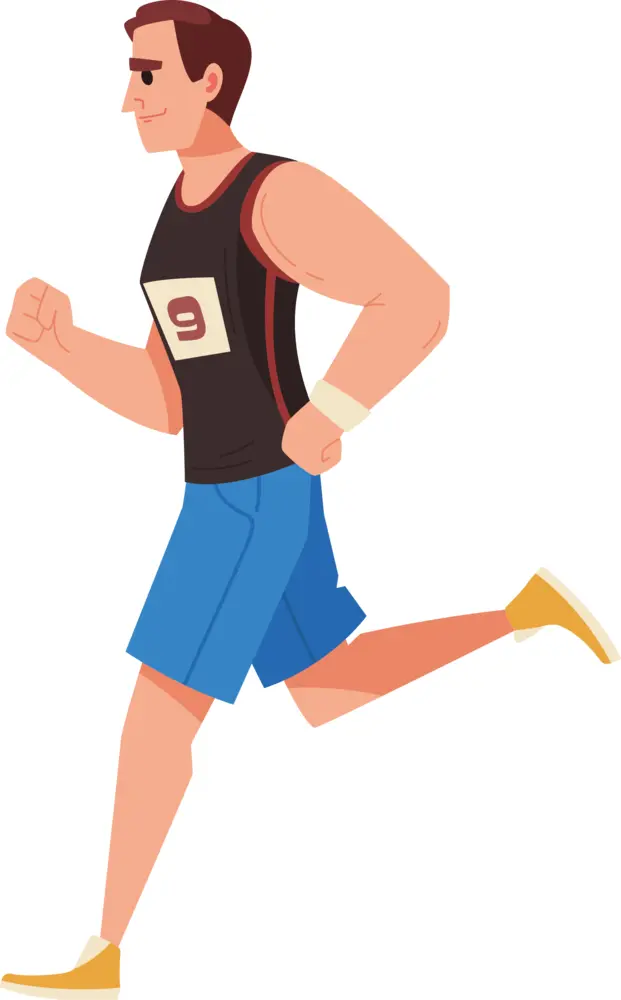 Running man in black and blue sportswear