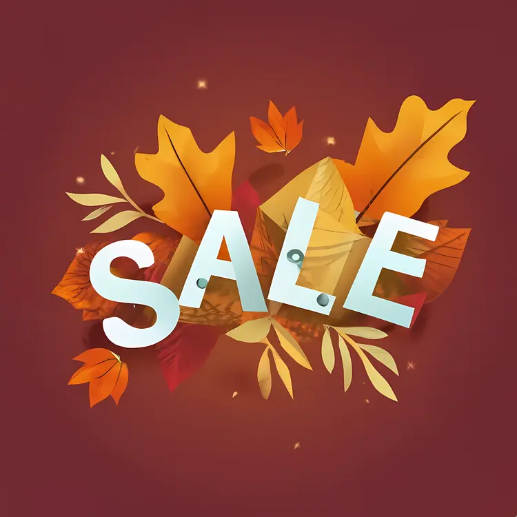Sale Text with Autumn Leaves