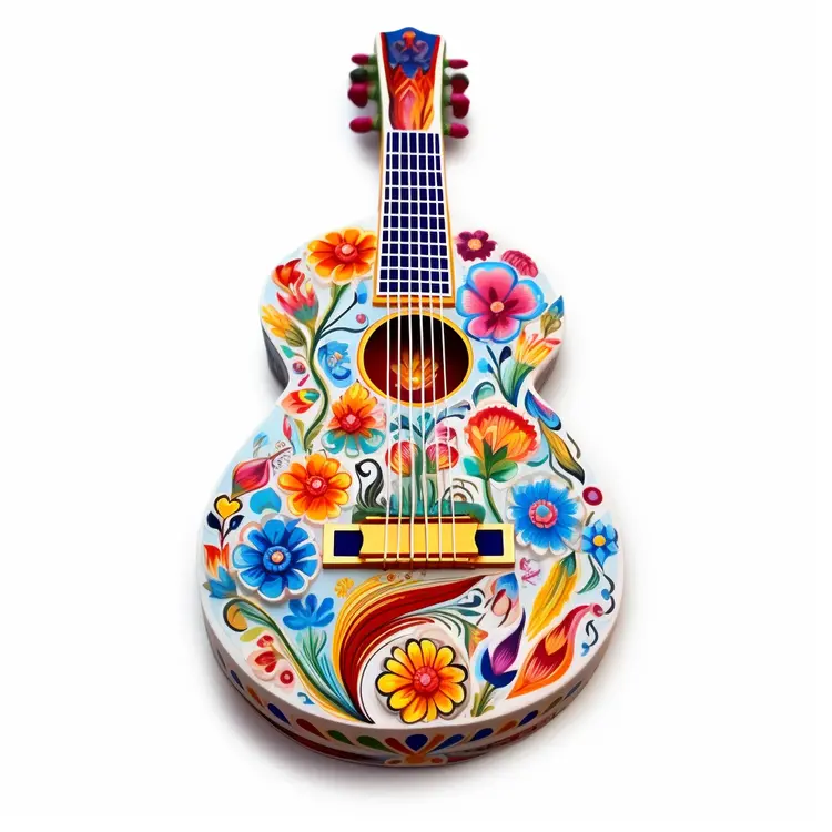 Colorful Floral Guitar for Festive Celebrations