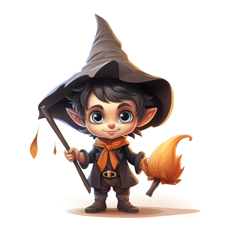 Cute Elf Wizard with Leaf