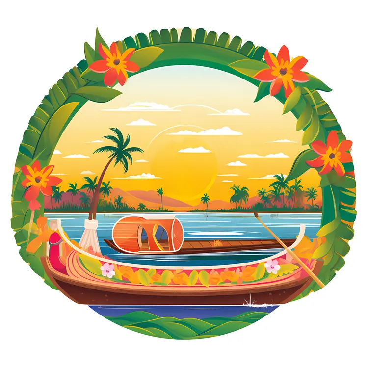 Boats in tropical sunset