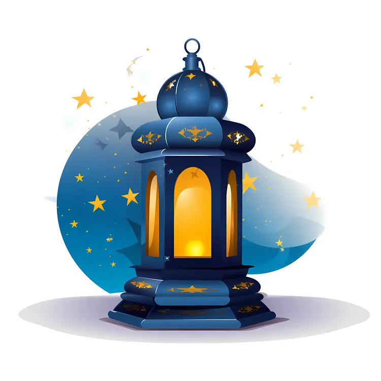 Blue Lantern with Starry Background