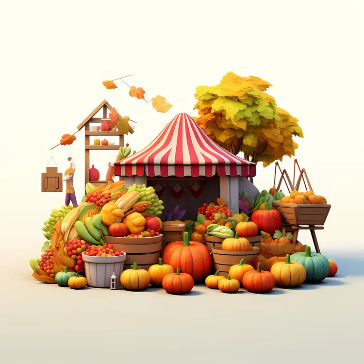 Colorful Autumn Fruit and Vegetable Stand
