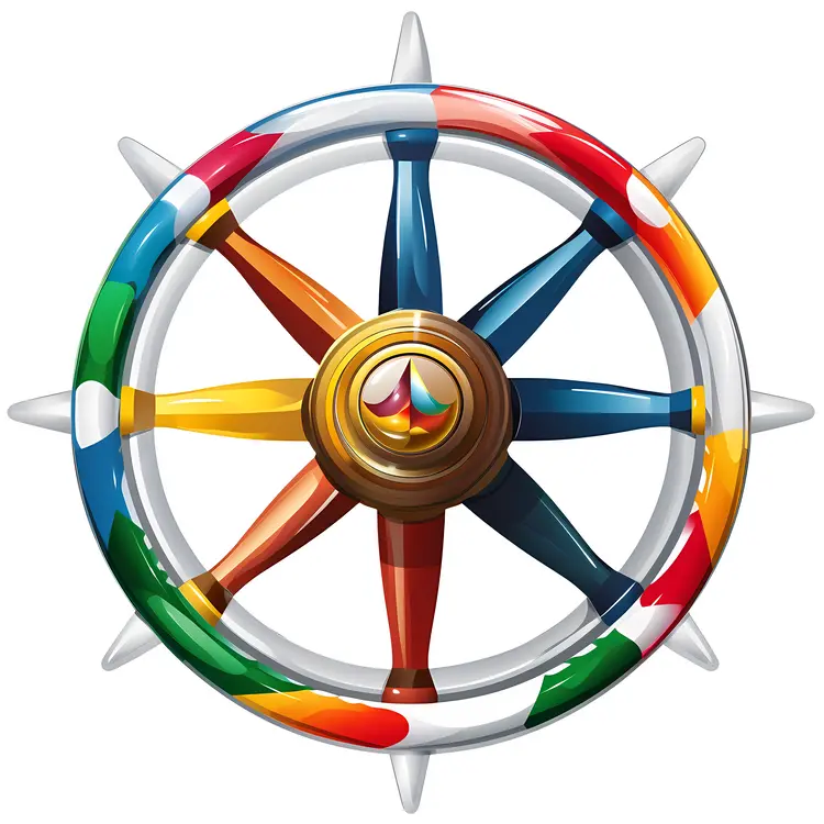 Colorful Ship Wheel Illustration