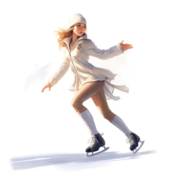 Ice Skater in White Coat