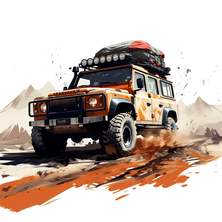 Orange Off-road Vehicle in Desert Terrain