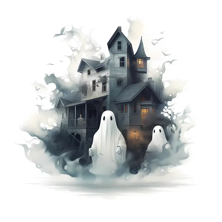 Spooky Ghost with Haunted House