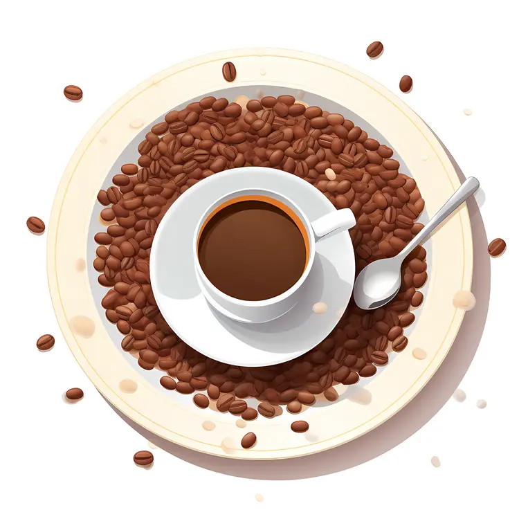 Coffee Cup with Beans and Spoon