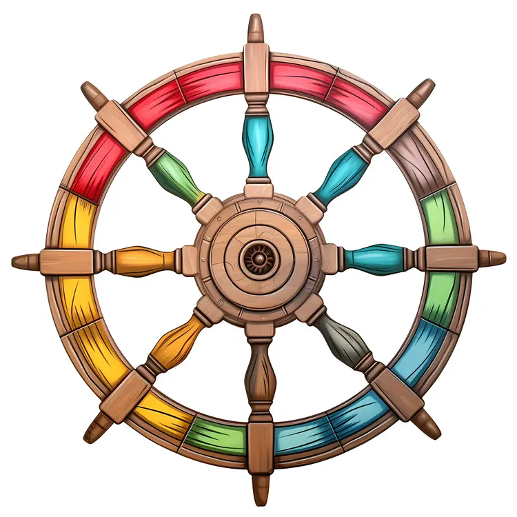 Colorful Nautical Ship Wheel