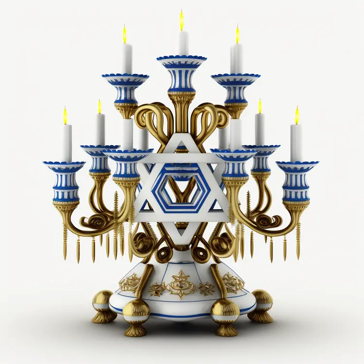 Elegant Menorah with Lit Candles for Hanukkah Celebration