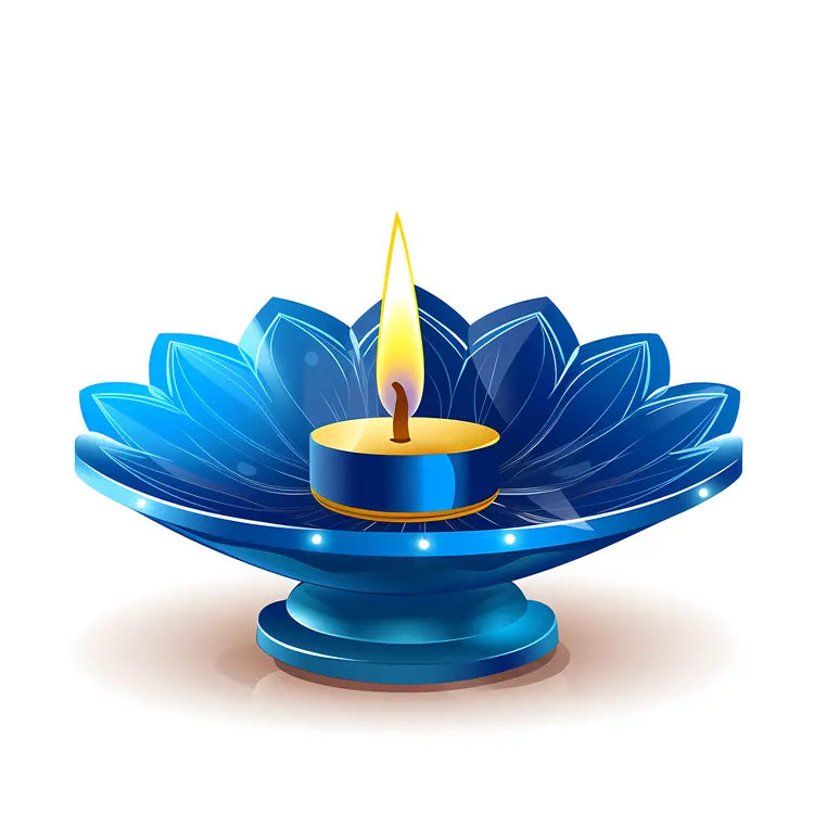 Blue Diya Lamp for Diwali Celebration