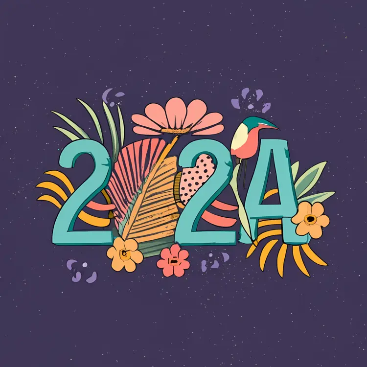 2024 with Colorful Floral Design