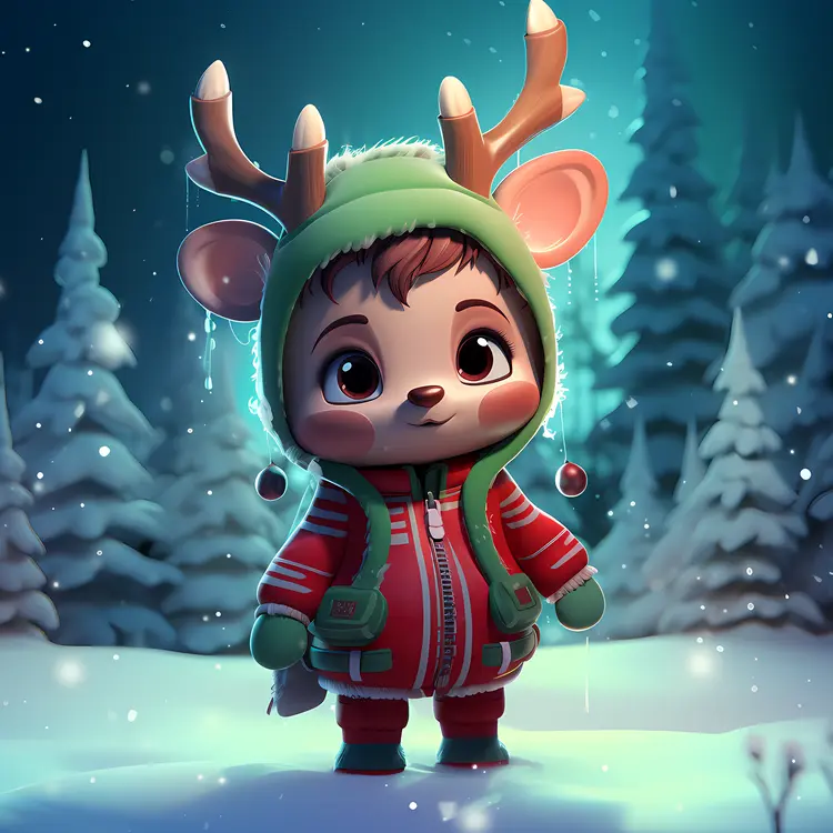 Cute Animal in Green Hood
