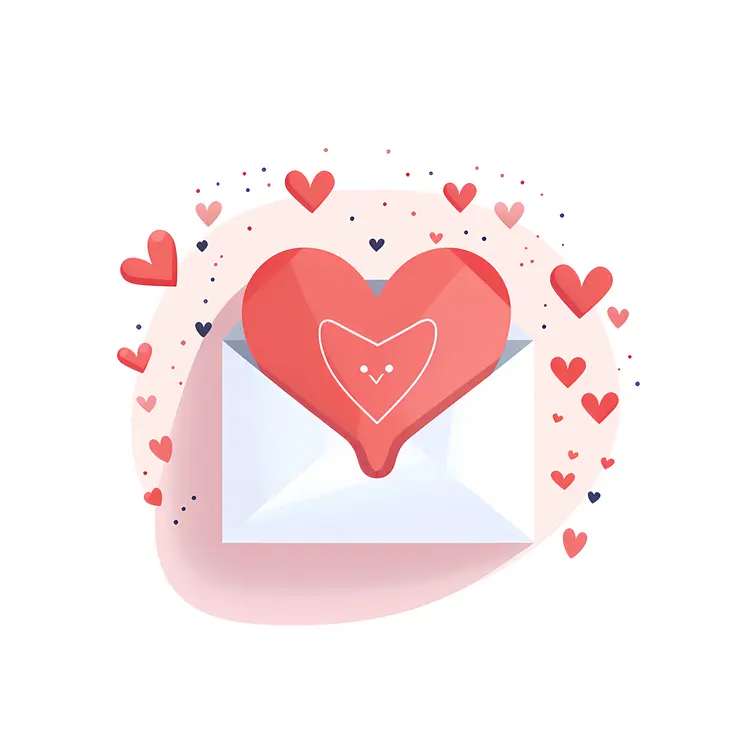 Heart and Envelope in Flat Cartoon Style