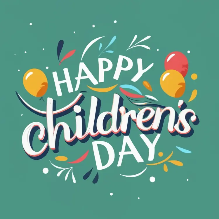 Happy Children's Day with Balloons and Confetti